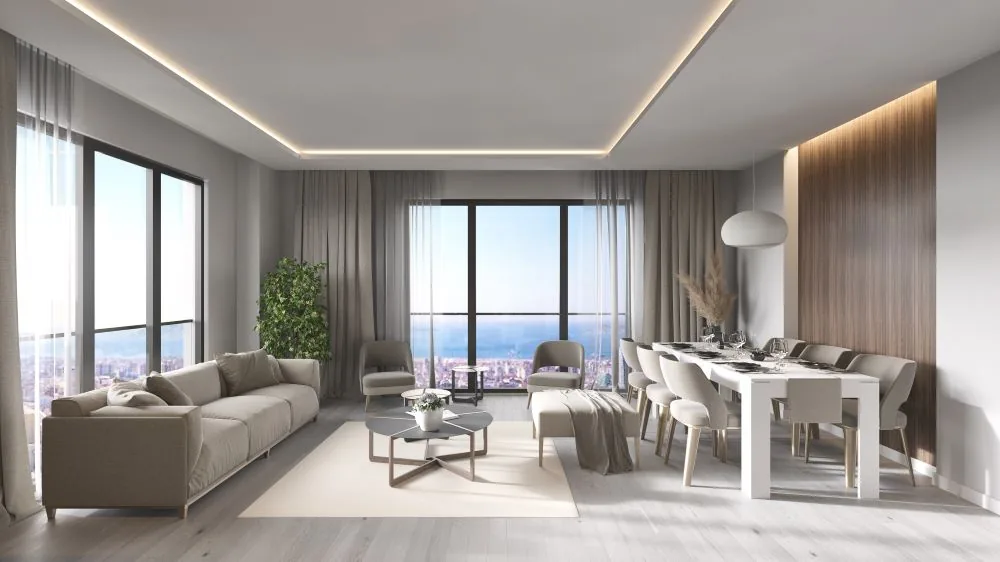 Salon ve yemek alanı, Marmara manzarası